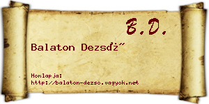 Balaton Dezső névjegykártya